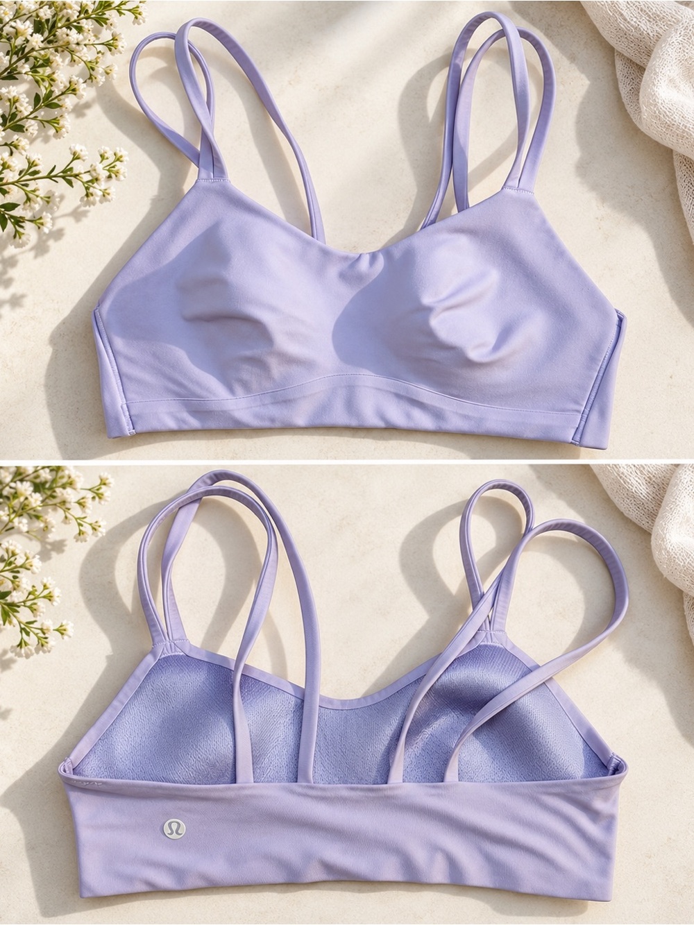 Lululemon Lavender Lilac Strappy Longline Sports Bra | Pilates Yoga Athleisure